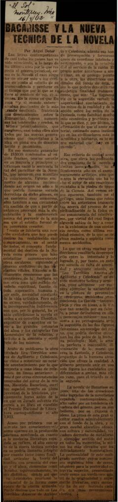 Bacarisse y la nueva técnica de la Novela. Dotor, Ángel . El Sol . Madrid;