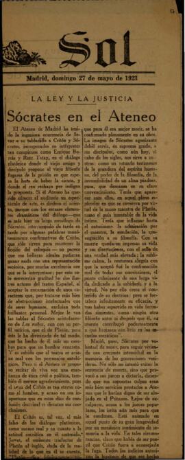 Sócrates en el Ateneo. Araquistain, Luis . Sol, La Ley y la Justicia . Madrid;