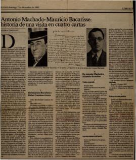 Antonio Machado-Mauricio Bacarisse: historia de una visita en cuatro cartas. Trapiello, Andrés . El País . Madrid
