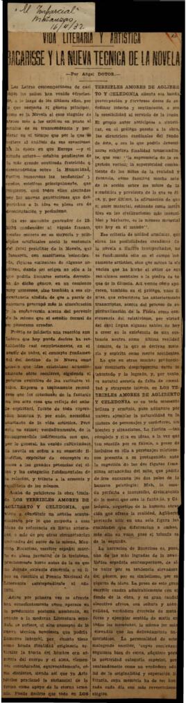 Bacarisse y la nueva técnica de la Novela. Dotor, Ángel . El Imparcial, Vida Literaria y Artística . Matanzas (Cuba);