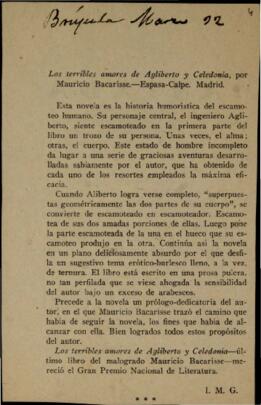 Los terribles amores de Agliberto y Celedonia, por Mauricio Bacarisse.- Espasa-Calpe. Madrid. I.M.G. . Brújula . [Madrid];