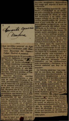 Los terribles amores de Agliberto y Celedonia, por Mauricio Bacarisse Ed. Espasa Calpe, Madrid.. [s.n.] . Levante Agrario . Murcia;