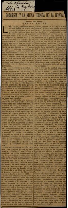 Bacarisse y la nueva técnica de la Novela. Dotor, Ángel . La Opinión. . Los Ángeles (Estados Unidos);
