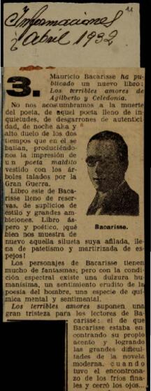 [Mauricio Bacarisse ha publicado un nuevo libro: Los terribles amores de Agliberto y Celedonia.]. [s.n.] . Informaciones . [Madrid];