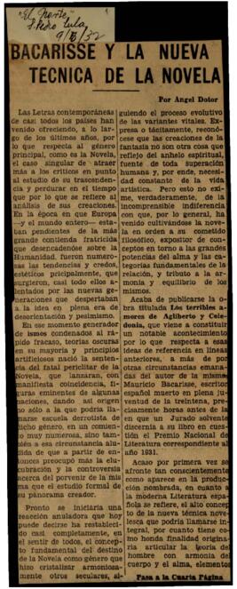 Bacarisse y la nueva técnica de la Novela. Dotor, Ángel . El Norte . San Pedro (Cuba);