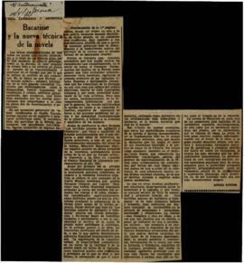 Bacarisse y la nueva técnica de la Novela. Dotor, Ángel . El Autonomista, Vida Literaria y Artística . Gerona;